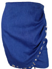lata 80. Gene Ewing Bis krótka niebieska dżinsowa spódnica owijana western ozdoby damskie 4