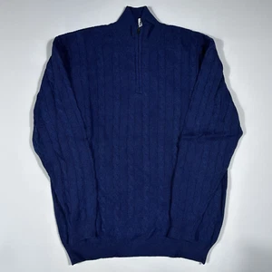$199 Nuevo Suéter GORDON Para Hombre Talla Grande L Tejido con Cable Informal L/S Azul 1/4 Cremallera - Imagen 1 de 6