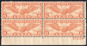 Bloque de placa de correo aéreo LR C19 6C globo y alas F-VF MNH OG (REM #C19-4) - Imagen 1 de 2