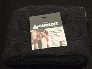 Sholdit schwarz Infinity Schal Halstuch Clutch Handtasche Reißverschluss versteckte Tasche NEU - Bild 1 von 5