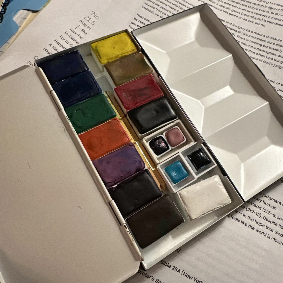 Paleta de acuarela Pfeiffer Art Supply, usada una vez, reducción de tamaño, excelentes pinturas Foto 1 de 4