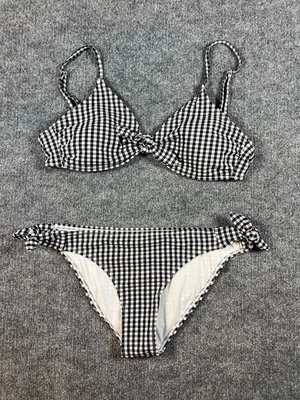 Bikini boho blanco y negro Gingham Foto 1 de 4