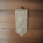 Vintage Lace Wall Hanging Tea Party Floral White Tapestry Plus Holder