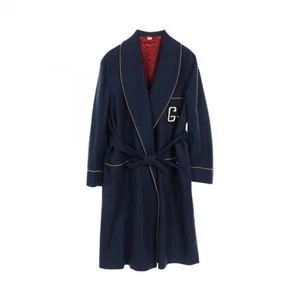 Gucci Wool Coat G-G Logo Patch Navy Size 52 Used - Picture 1 of 6