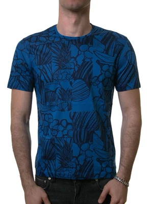 Camiseta con estampado de flores dibujadas Z Zegna para hombre - azul - grande Foto 1 de 4