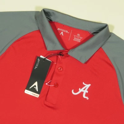 Nueva Camisa Polo Antigua Alabama Marea Carmesí Para Hombres XL Roja Gris Rendimiento Foto 1 de 4