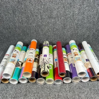 Lot of 18 Cricut Oracal Vinyl Rolls HTV Iron-On Transfer Tape Bundle - Image 1 of 4