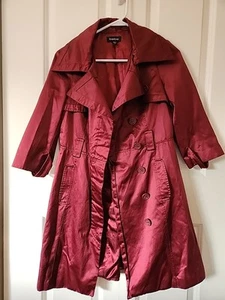 Bebe Trench Coat Jacket Women's Size Small Maroon - Picture 1 of 15