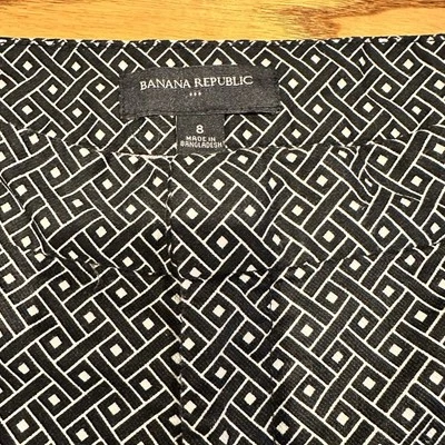 Pantalones Cortos Chinos Banana Republic Algodón Estampado Tiro Medio Negro Marfil Talla 8 Foto 1 de 4