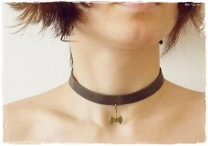 Battle Axe Choker Leather Choker BDSM Leather Collar Labrys Choker Double-Headed - Picture 1 of 17