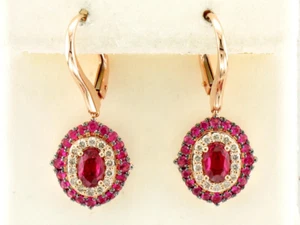 LeVian 14K Rose Gold Ruby Nude Diamond 1.99 cts Earrings - Picture 1 of 4