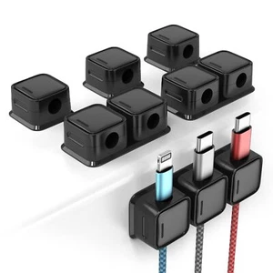Clip Câble 6 Pcs 10 Trous Organisateur Câble Magnetique avec Auto-adhésifs Cl... - Photo 1/8