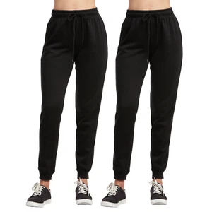 2 Pack Women’s Fleece Jogger Pants Drawstring & Pockets S-XL Jogging Sweatpants - Picture 1 of 23