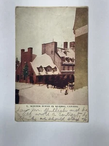 Antigua postal de 1908 escena de invierno en Quebec Canadá trineo tirado por caballos publicada - Imagen 1 de 2