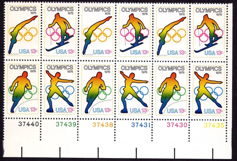 Scott #1698a (1695-98) Winter Olympics 1976 Plate Block of 12 Stamps - MNH - Image 1 of 1