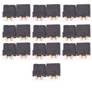 Amass XT60 Connectors Plugs Gold Plated Male & Female XT60U Black, 10 Pairs - Picture 1 of 5