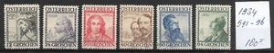 AUSTRIA @ 1934 Good Set Used Mi.591-96 Nice Priced @ Aus430 - Picture 1 of 1