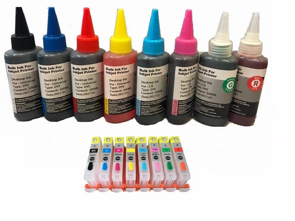 Cartuchos de tinta de recarga Canon CLI-8 CLI8 PRO 9000 con chips ARC vacíos Plus Ink Foto 1 de 1