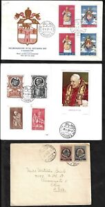 VATICAN 1946 1967 SIX COVERS INCLUDIG EARLY OVPTD STAMPS ALL WITH POPE STAMPS