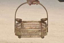 Old Brass Jali Cut Handcrafted Unique Shape Flower Basket