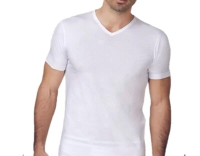 Maglia scollo a V da uomo a mezza manica cotone filo di scozia Nottingham TV1702 - Immagine 1 di 3