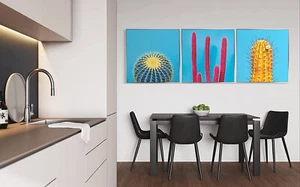 Framed Acrylic Wall Art Picture Set Of 3 Cactus Art Acrylic Prints Art Prints - Picture 1 of 5