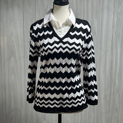 Alfred Dunner Checking In Chevron Sweater Size PM - Image 1 of 4