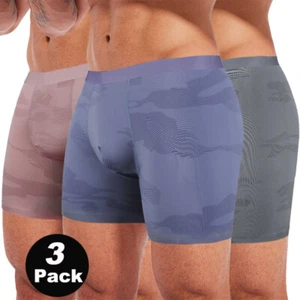 3PCS Men Long Leg Underwear Boxer Briefs Anti Chafing 3D Pouch Sport Trunks US - Picture 1 of 15