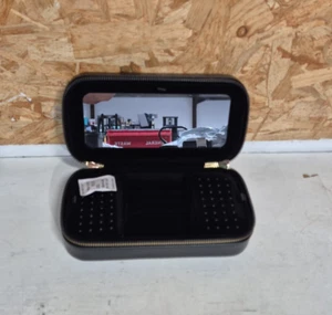 Travel Jewellery Box, Small Jewellery Case Organiser with Mirror, Ink Black - Picture 1 of 8
