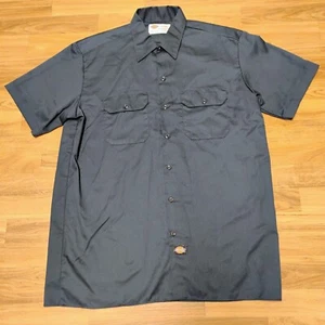 Dickies Mens Short Sleeve Size L Cotton Blend Two Pockets Navy Work Shirt NEW - Picture 1 of 5