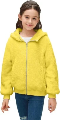 Haloumoning Girls Fleece Jackets Zipper Soft Sherpa Outwear Coat With Pockets L - Image 1 of 4