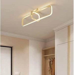 Lampadario Plafoniera LED Oro a soffitto a sospensione moderno rettangolare 32w - Foto 1 di 5