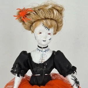 Haunted Doll Girl OOAK Artist Hand Painted Scary Spooky Halloween Porcelain 14" - Picture 1 of 12
