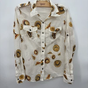 Tory Burch Brigitte blusa con bottoni camicia top cappelli taglia 8 media - Foto 1 di 5