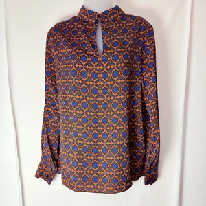 Stefanel Damen Tunika Oberteil Orange Geometrisch Langarm Blumen IT 48 EUR 44 - Bild 1 von 9