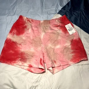 NWT Sanctuary tie dye pink pull on sweat shorts womens small lounge cozy casual - Picture 1 of 9
