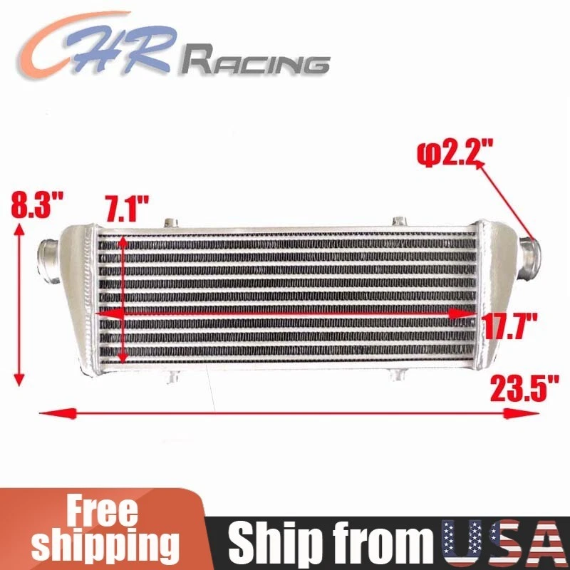 Intercooler turbo universal de montaje frontal de aluminio de 23 x 7 x 2, tubo de 57 mm de 2,25 x 2" Foto 1 de 4