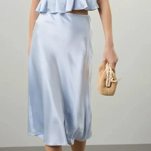 Club Monaco Baby Blue Silk Midi Skirt Size 4 A-line Satin Coquette Designer $268 - Picture 1 of 9