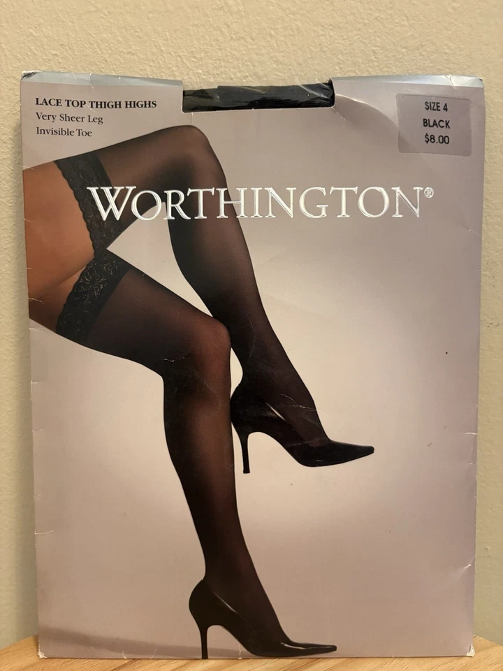 Top de encaje Worthington hasta los muslos pierna muy transparente punta invisible NEGRO talla 4 NUEVO Foto 1 de 4