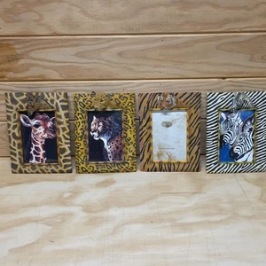 Marcos de fotos 3D de animales de safari 4x6 tigre cheeta jirafa y cebra pintados a mano  - Imagen 1 de 16