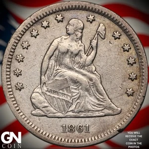 1861 P Seated Liberty Quarter A1700 - Picture 1 of 2