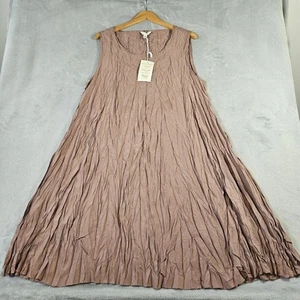 Garnet Hill Crinkle Silk Sleeveless Dress Womens L Shift Chestnut Flowy Capsule - Picture 1 of 12