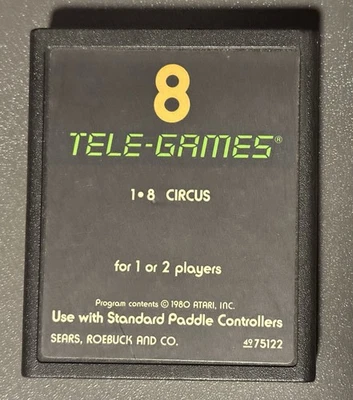 Circus (Atari 2600, 1980) Sears Tele-Games Text Label Cartridge TESTED - Image 1 of 2