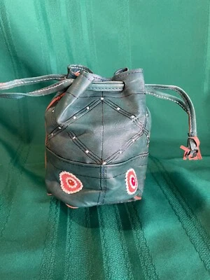 Vintage Morocco Handmade Leather Bag with Drawstring Closure - Image 1 of 4