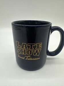 Late Show with David Letterman TV Show Two Sided Navy Cobalt Blue Coffee Cup Mug - Picture 1 of 6