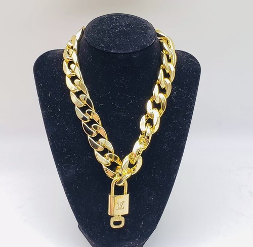 LOUIS VUITTON（LV） Autentica serratura e chiave Louis Vuitton lucchetto LV catena placcata in oro bella LV
