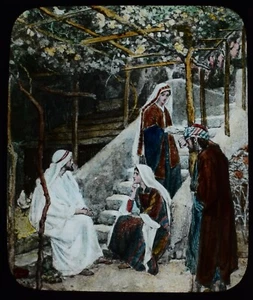 Magische Laternenfolie JESUS RUHT IN BETHANY UM 1900 BIBELILLUSTRATION JESUS - Bild 1 von 2