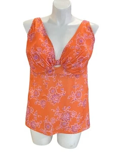 NEU Swim By Cacique leicht gefüttertes Plunge Tankini Oberteil 40H Strand Resort Urlaub - Bild 1 von 9