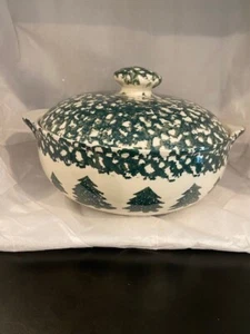Tienshan Folk Craft Sponge Pine Tree Spongeware Casserole Baking Dish 2 Quart - Picture 1 of 5