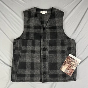 Vintage Filson Weste Herren 42 grau schwarz Mackinaw Wolle Stil 20 hergestellt in den USA kariert - Bild 1 von 13